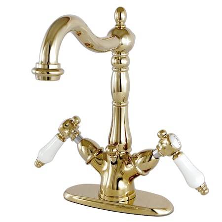 Kingston Brass Two-Handle Bathroom Faucet W/ Brass Pop-Up, Polished Brass KS1432BPL